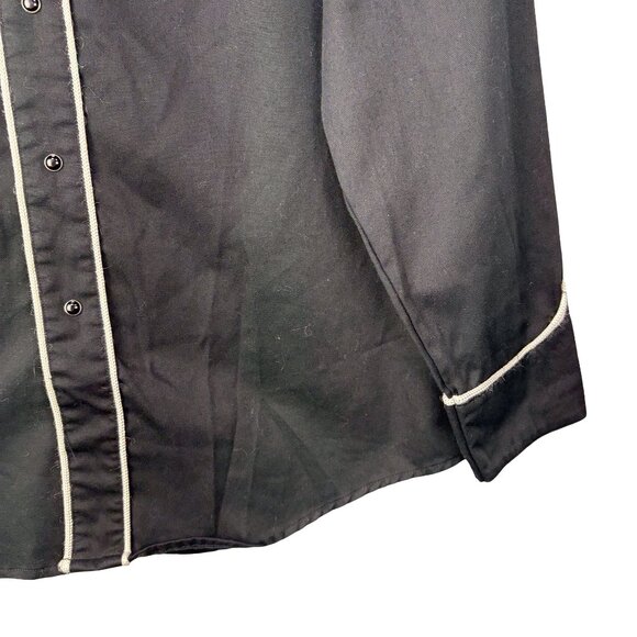 Roper Shirt Mens Large Black Horseshoe Western Embroidered Pearl Snap Rodeo - Picture 8 of 8